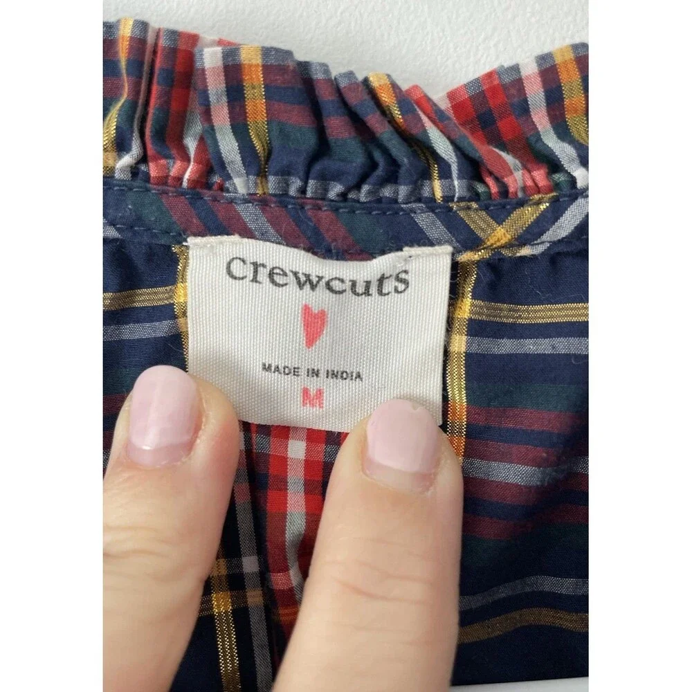 Crewcuts J.Crew Girls Blue/red Plaid Top Size Medium 8-9 Years Old Holiday Party